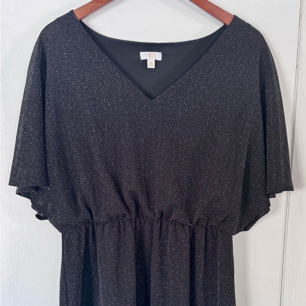 Charming Charlie Black and Gold Midi-Dress